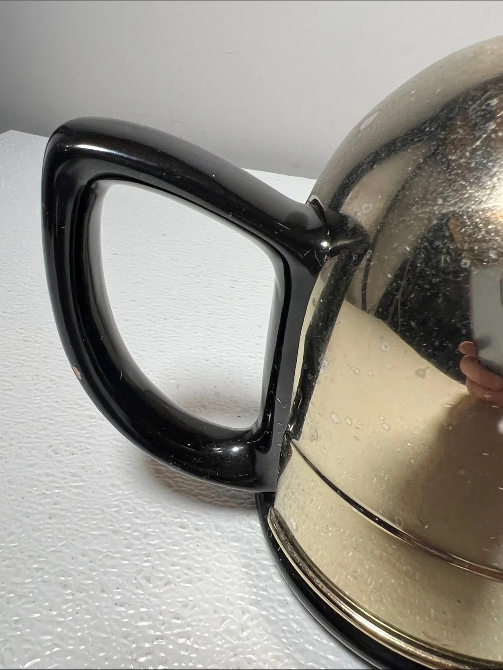 Vintage Black Teapot with Brass Cozy in Original Box